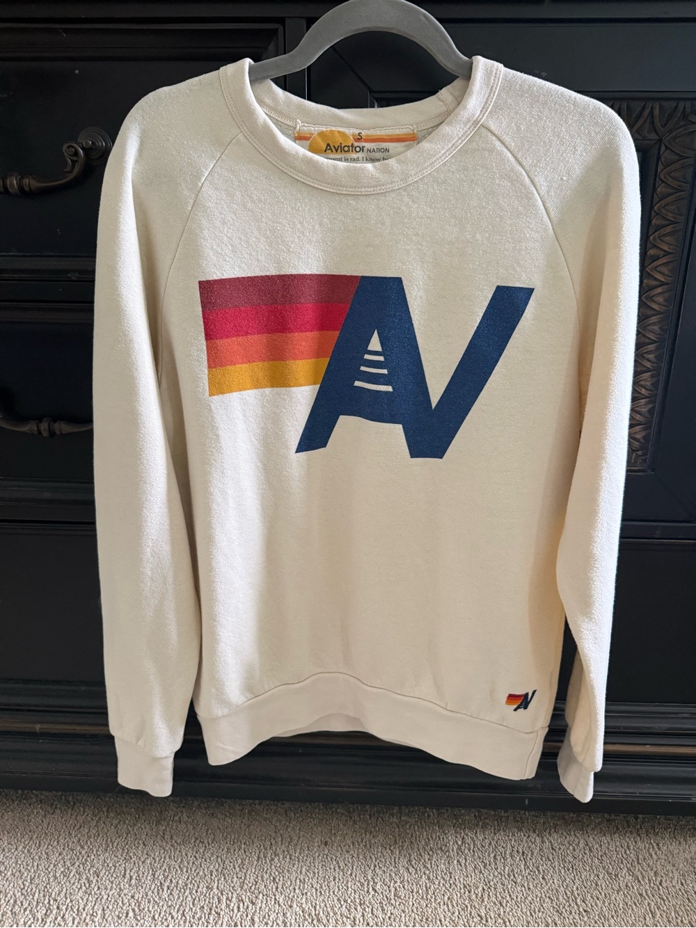 Aviator Nation Logo Sweatshirt in Vintage White Size Small EUC